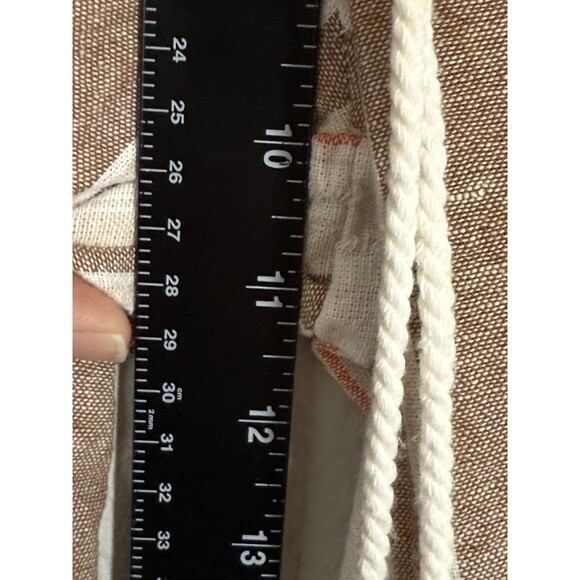 Cali 1850 Linen Cotton Pants Brown Cream Striped Slit Legs‎ Size S Beachy Boho - Picture 13 of 16